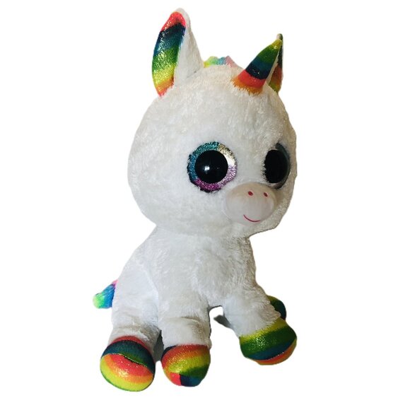 Ty Large 16" Beanie Boos Pixy Unicorn Plush Rainbow Stuffed Animal Glitter Eyes - Picture 8 of 14